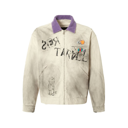 TALKLESSFASHION Vintage Badge Detroit Lapel Jacket