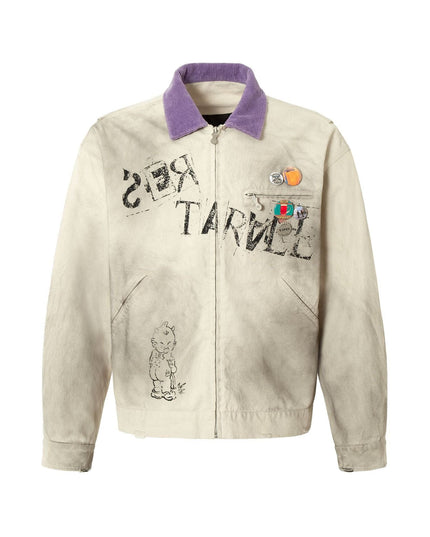 TALKLESSFASHION Vintage Badge Detroit Lapel Jacket