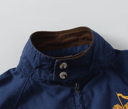 TALKLESSFASHION Vintage Badge Embroidered Cargo Jacket