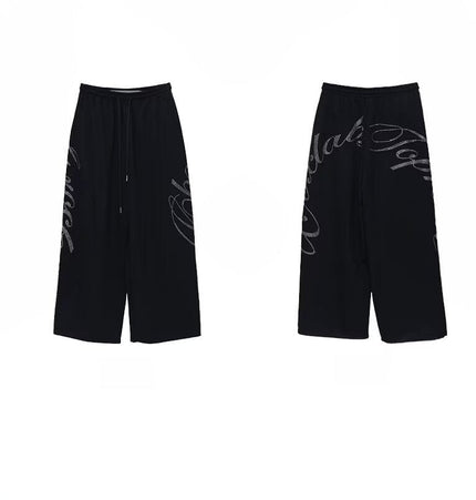 THETLSTUDIO Vintage hip hop hot diamond black hip hop casual sweatpants women's winter design jazz dance scimitar pants