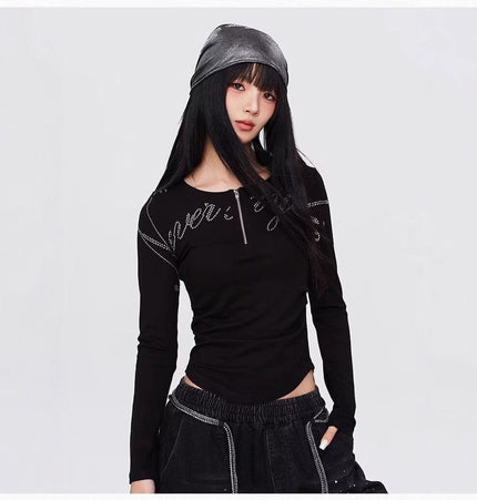 THETLSTUDIO Vintage hip hop hot diamond black hip hop casual sweatpants women's winter design jazz dance scimitar pants
