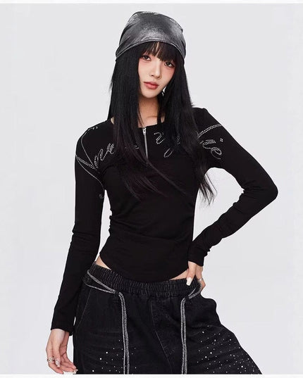 TALKLESSFASHION Vintage hip hop hot diamond black hip hop casual sweatpants women's winter design jazz dance scimitar pants