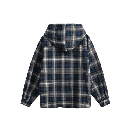 TALKLESSFASHION Vintage Plaid Hooded Long-Sleeve Shirt