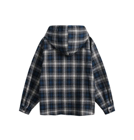THETLSTUDIO Vintage Plaid Hooded Long-Sleeve Shirt