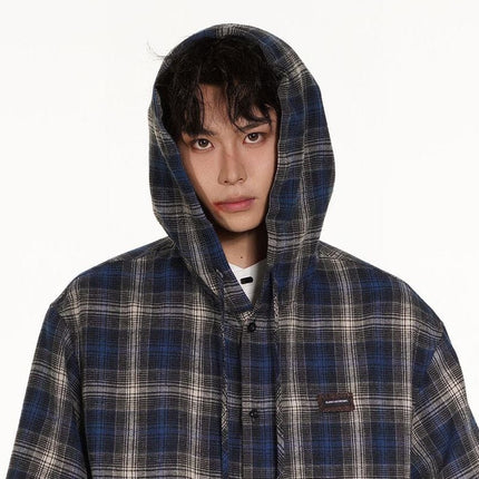 TALKLESSFASHION Vintage Plaid Hooded Long-Sleeve Shirt