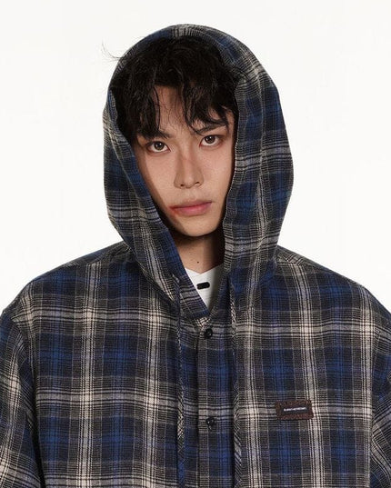 TALKLESSFASHION Vintage Plaid Hooded Long-Sleeve Shirt