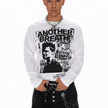 TALKLESSFASHION Vintage Portrait Print Crew Neck Long Sleeve
