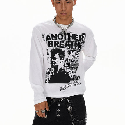 TALKLESSFASHION Vintage Portrait Print Crew Neck Long Sleeve
