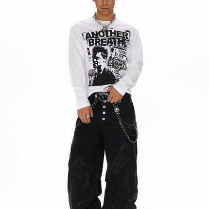 TALKLESSFASHION Vintage Portrait Print Crew Neck Long Sleeve