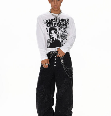 TALKLESSFASHION Vintage Portrait Print Crew Neck Long Sleeve