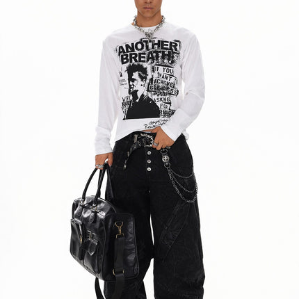 TALKLESSFASHION Vintage Portrait Print Crew Neck Long Sleeve