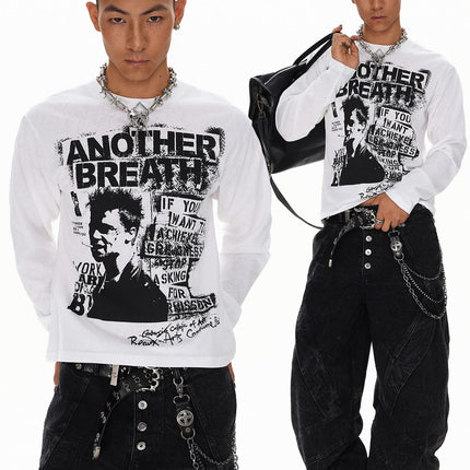 TALKLESSFASHION Vintage Portrait Print Crew Neck Long Sleeve