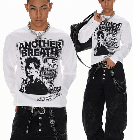 TALKLESSFASHION Vintage Portrait Print Crew Neck Long Sleeve