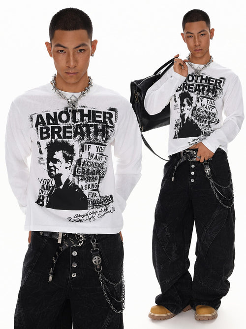 THETLSTUDIO Vintage Portrait Print Crew Neck Long Sleeve