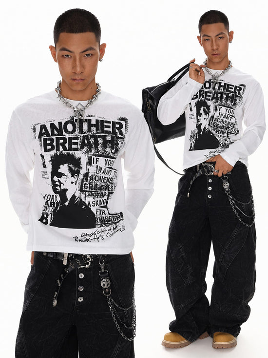 Vintage Portrait Print Crew Neck