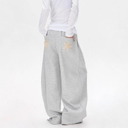 TALKLESSFASHION Vintage star embroidery patch sports street dance sweatpants for women loose and lazy wind slim wide-leg jazz dance scimitar pants