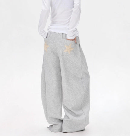 TALKLESSFASHION Vintage star embroidery patch sports street dance sweatpants for women loose and lazy wind slim wide-leg jazz dance scimitar pants