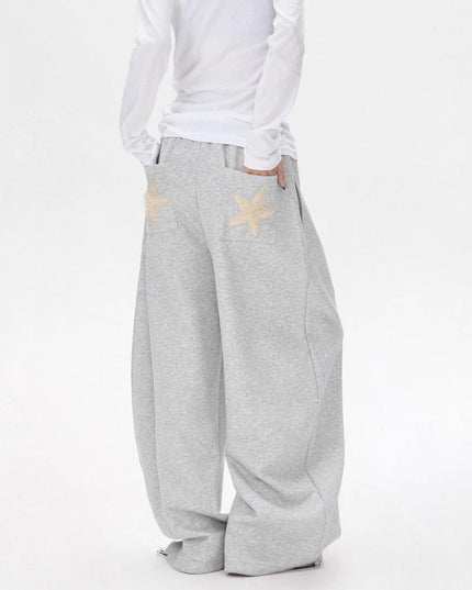 TALKLESSFASHION Vintage star embroidery patch sports street dance sweatpants for women loose and lazy wind slim wide-leg jazz dance scimitar pants