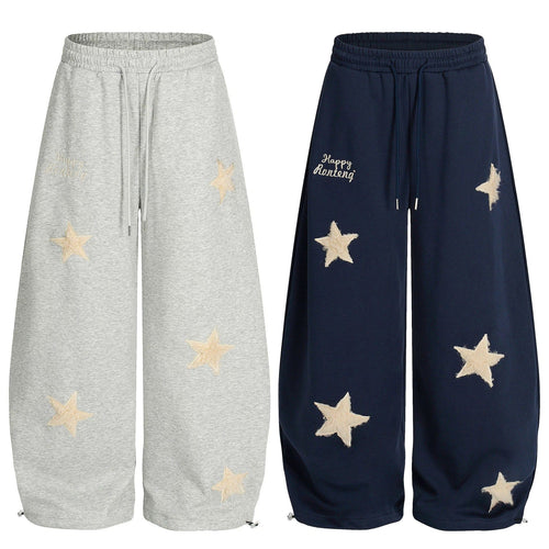 THETLSTUDIO Vintage star embroidery patch sports street dance sweatpants for women loose and lazy wind slim wide-leg jazz dance scimitar pants