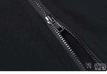 TALKLESSFASHION VO studio 2025 design sense black sexy double zipper bag hip slit gothic tight skirt female summer