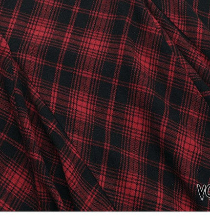 THETLSTUDIO VOstudio 2025 spring summer new retro red and black plaid irregular skirt can be adjusted to wear more midi skirts