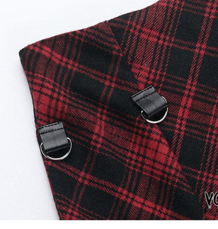 THETLSTUDIO VOstudio 2025 spring summer new retro red and black plaid irregular skirt can be adjusted to wear more midi skirts