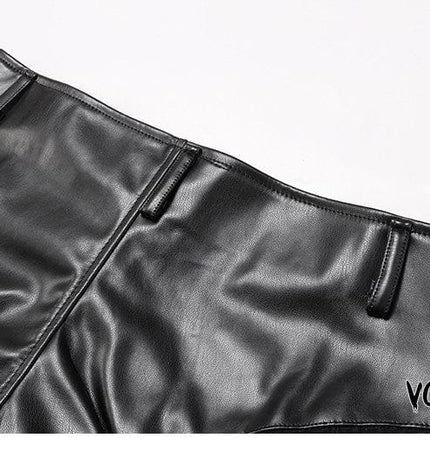 TALKLESSFASHION VOstudio 2025 Summer New Cool Sexy Lace Stitched PU Leather Ultra Shorts Hot Girl Low-Waisted Hot Pants Girl