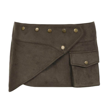 TALKLESSFASHION VOstudio American retro workwear style studded pocket skirt sexy hottie low waist design short skirt