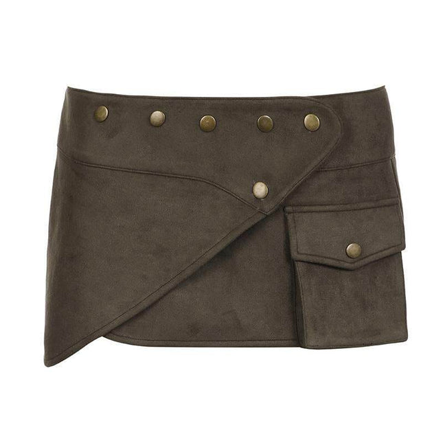 TALKLESSFASHION VOstudio American retro workwear style studded pocket skirt sexy hottie low waist design short skirt