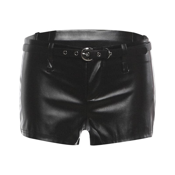 Cool Motorcycle Belted Low-Rise Hip-Wrap Shorts