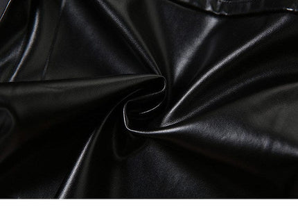 TALKLESSFASHION VOstudio cool punk high waist PU leather pleated skirt motorcycle hot girl asymmetrical corn design short skirt