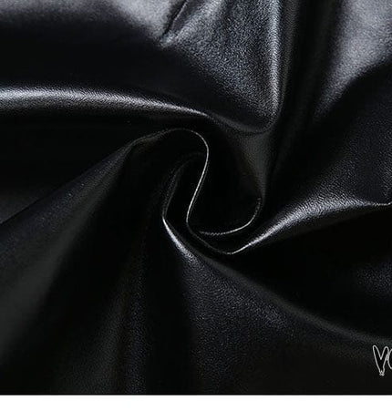 TALKLESSFASHION VOstudio cool zipper velcro one-piece design PU leather short skirt hot girl sexy hip-hugging skirt
