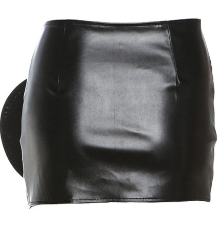 TALKLESSFASHION VOstudio cool zipper velcro one-piece design PU leather short skirt hot girl sexy hip-hugging skirt