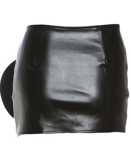 TALKLESSFASHION VOstudio cool zipper velcro one-piece design PU leather short skirt hot girl sexy hip-hugging skirt