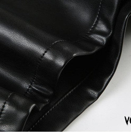 TALKLESSFASHION VOstudio dark punk style big belt Japanese button rivet shorts female hot girl low-waisted PU leather hot pants light Asia