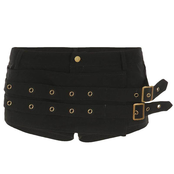 Dark Punk Lace-Up Low-Waist Super Shorts