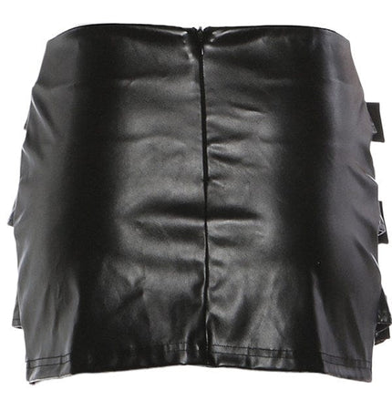 TALKLESSFASHION VOstudio Punk style hot girl PU leather skirt female subculture multi-belt design hip skirt
