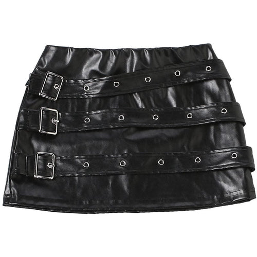 THETLSTUDIO VOstudio Punk style hot girl PU leather skirt female subculture multi-belt design hip skirt