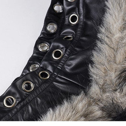 TALKLESSFASHION VOstudio retro heavy industry imitation fur PU leather splicing design sense fur pants hot girl low-rise shorts women's autumn and winter
