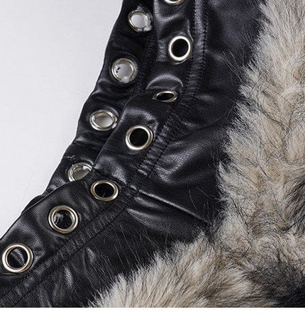 TALKLESSFASHION VOstudio retro heavy industry imitation fur PU leather splicing design sense fur pants hot girl low-rise shorts women's autumn and winter