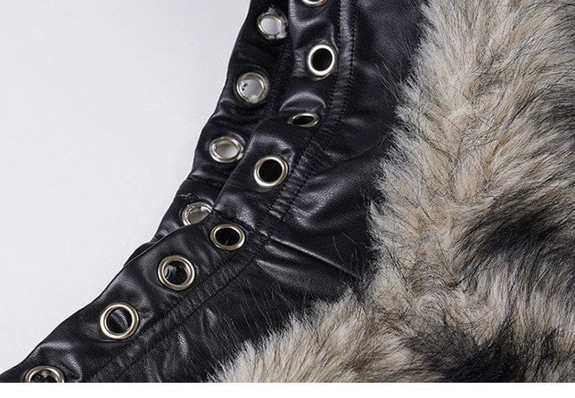 TALKLESSFASHION VOstudio retro heavy industry imitation fur PU leather splicing design sense fur pants hot girl low-rise shorts women's autumn and winter