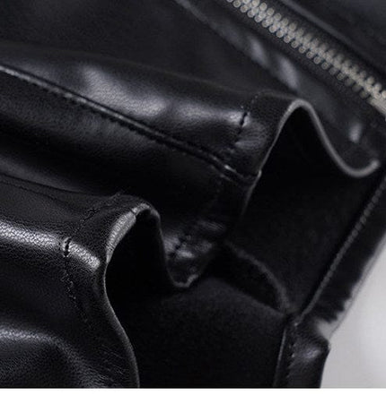 TALKLESSFASHION VOstudio sexy hot girl cut-out line design halterneck open back suspender cool slim PU leather vest