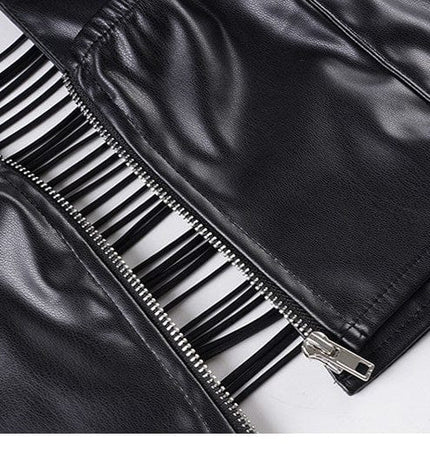 TALKLESSFASHION VOstudio sexy hot girl cut-out line design halterneck open back suspender cool slim PU leather vest