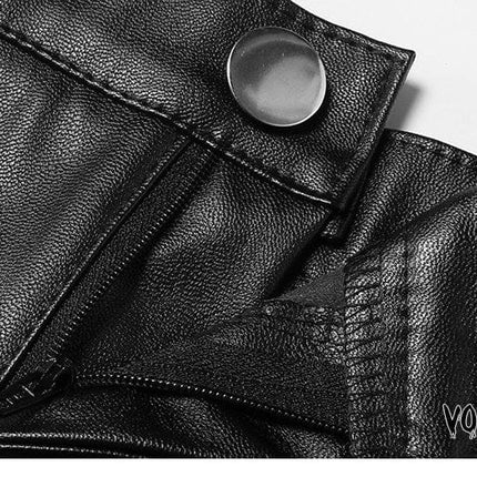 TALKLESSFASHION VOstudio Sexy Hot Girl PU Leather Cut-out Strappy Shorts Women's Black Versatile High Waist Slimming Skinny Hot Pants