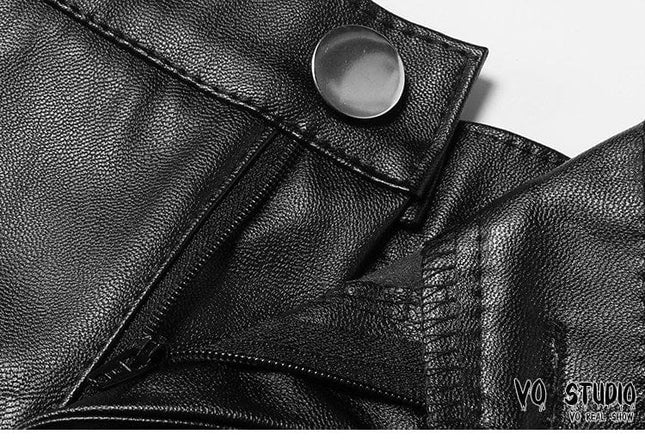 TALKLESSFASHION VOstudio Sexy Hot Girl PU Leather Cut-out Strappy Shorts Women's Black Versatile High Waist Slimming Skinny Hot Pants