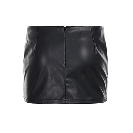 TALKLESSFASHION VOstudio Subculture Punk Personality Corn Strap Spliced Short Skirt Sexy Spice Girl Rivet PU Leather Skirt