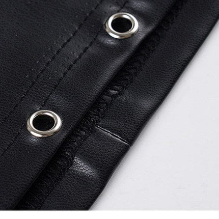 TALKLESSFASHION VOstudio Subculture Punk Personality Corn Strap Spliced Short Skirt Sexy Spice Girl Rivet PU Leather Skirt