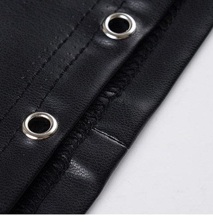 TALKLESSFASHION VOstudio Subculture Punk Personality Corn Strap Spliced Short Skirt Sexy Spice Girl Rivet PU Leather Skirt