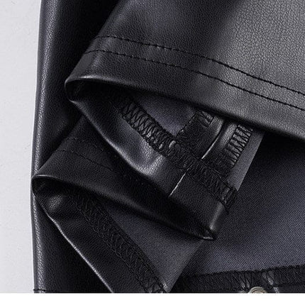 TALKLESSFASHION VOstudio Subculture Punk Personality Corn Strap Spliced Short Skirt Sexy Spice Girl Rivet PU Leather Skirt