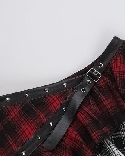 TALKLESSFASHION VOstudio subculture wears irregular checks, patchwork, lace, design, niche skirts, hot girl skirts
